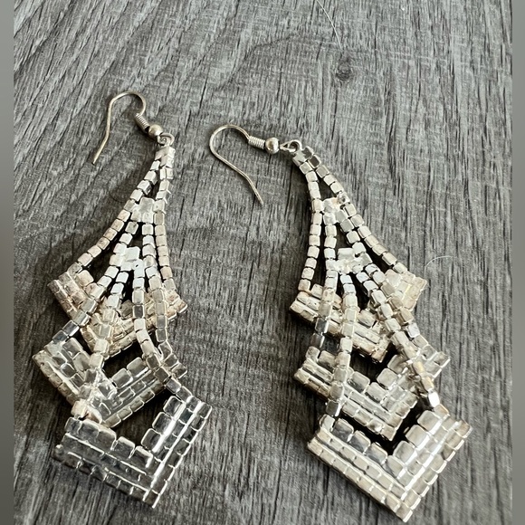 Kenneth Jay Lane Silver Crystal Drop Earrings - Picture 2 of 3